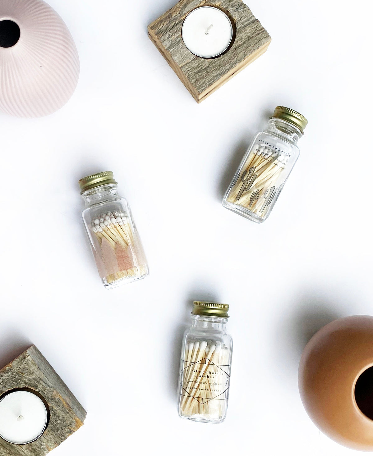 Vintage Bow 2" White Match Jar | Classic Match Holder