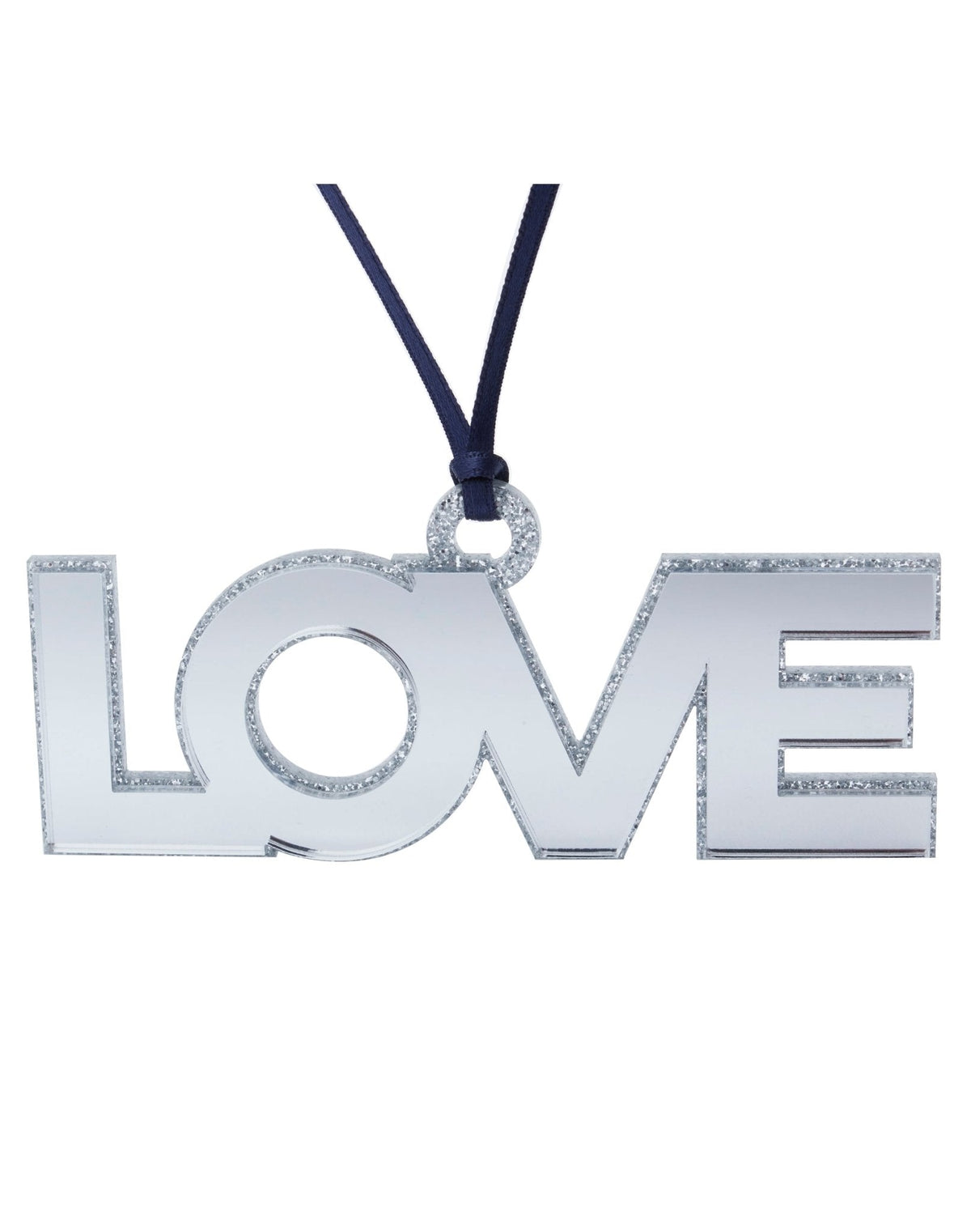 Silver Mirrored Love Acrylic Ornament