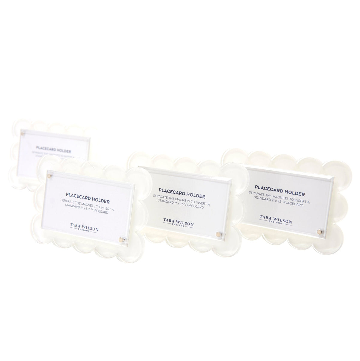White Acrylic Scallop Place Card Holder (Set of 4)