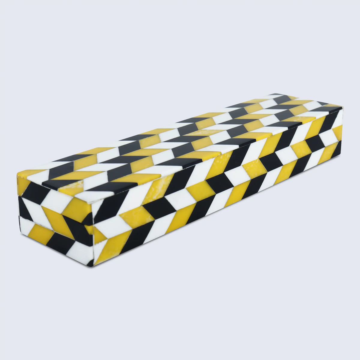 Black White Ochre Resin Inlay Decorative Storage Box Gifts- 8 Sizes