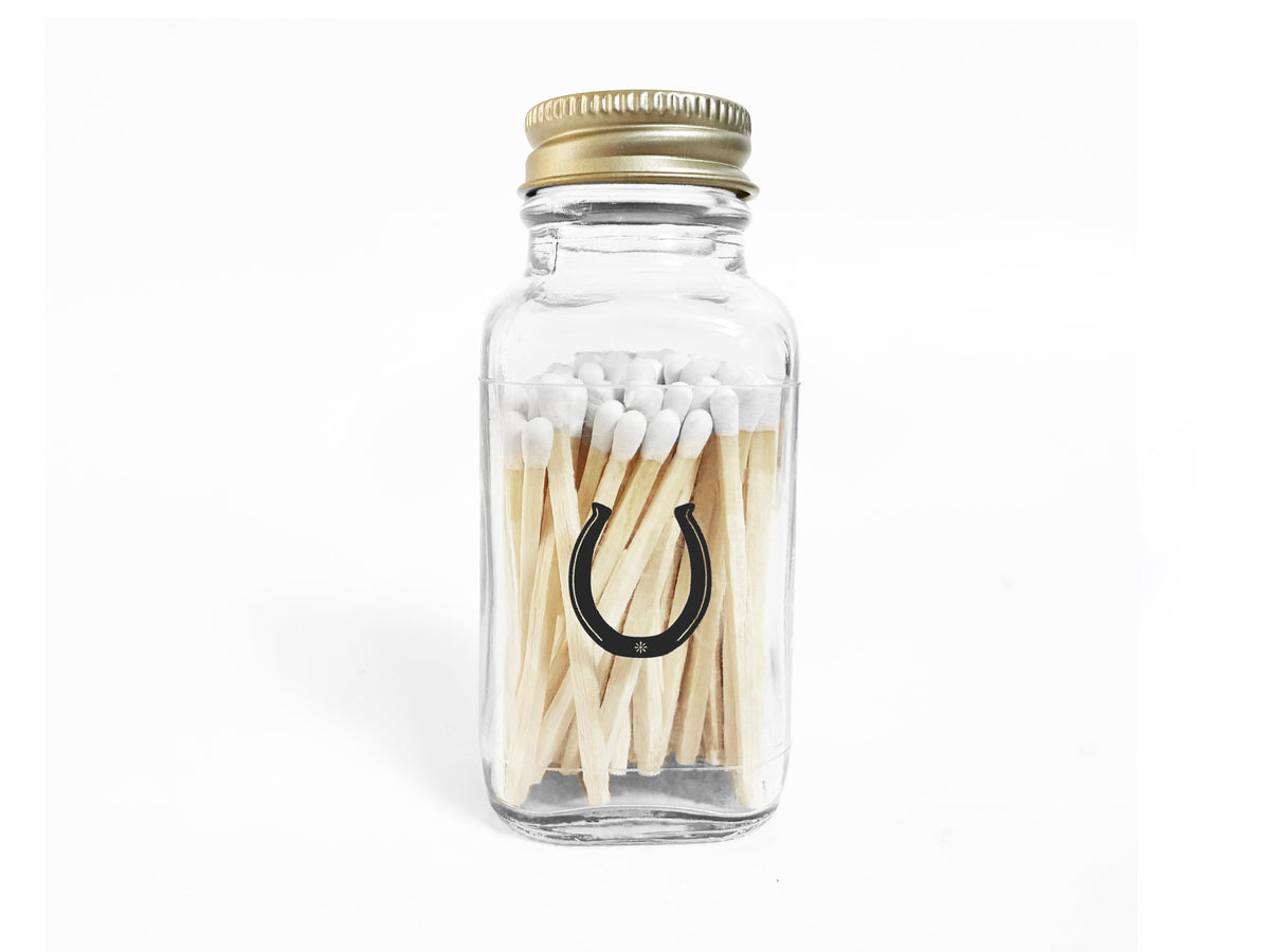 Lucky Horseshoe 2" White Match Jar | Western Match Holder