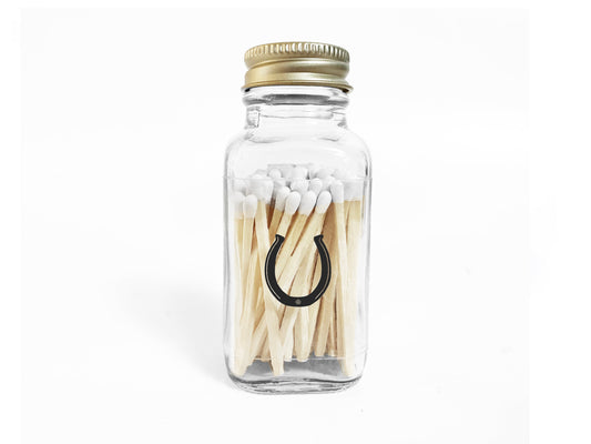 Lucky Horseshoe 2" White Match Jar | Western Match Holder