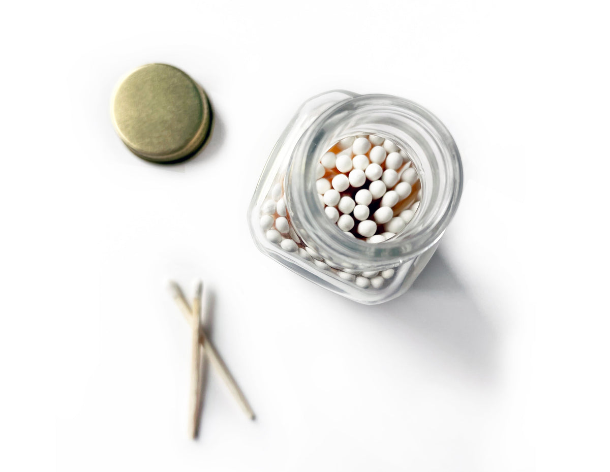 Vintage Bow 2" White Match Jar | Classic Match Holder