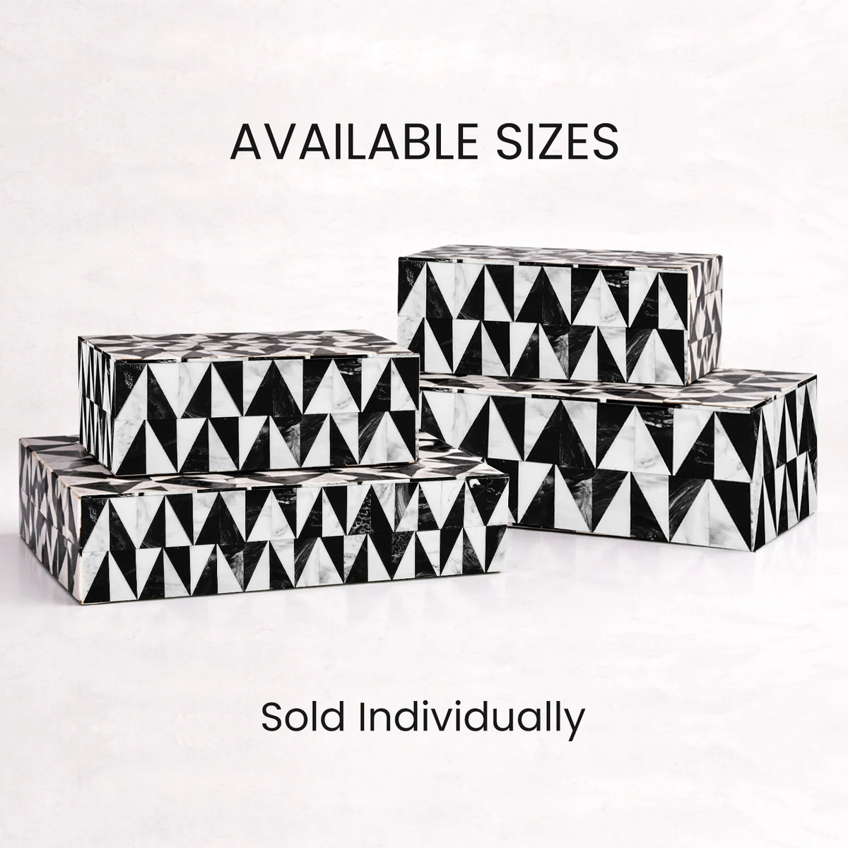 Decorative Box Medley Harlequin Resin Inlay, Black - White, 6 sizes