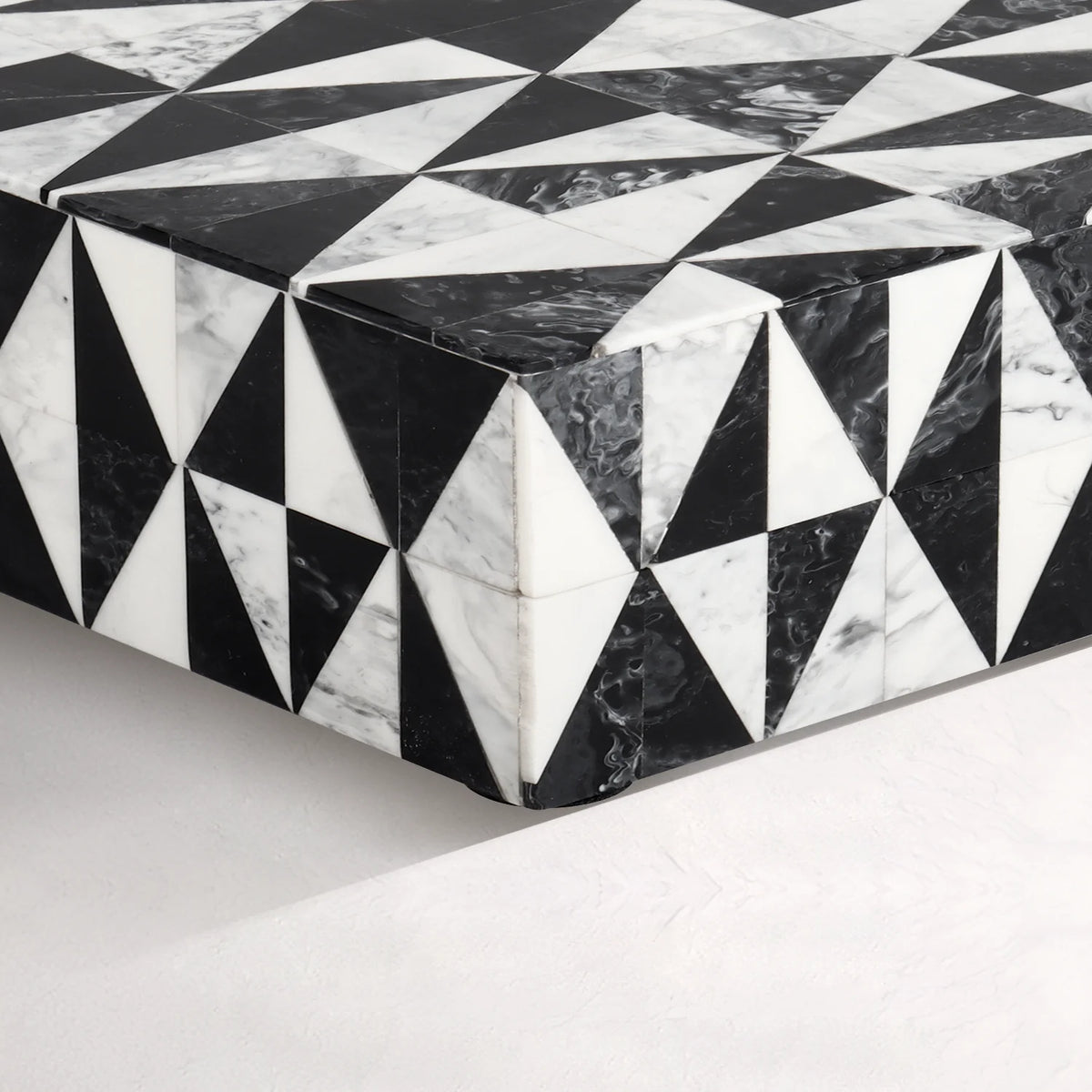 Decorative Box Medley Harlequin Resin Inlay, Black - White, 6 sizes