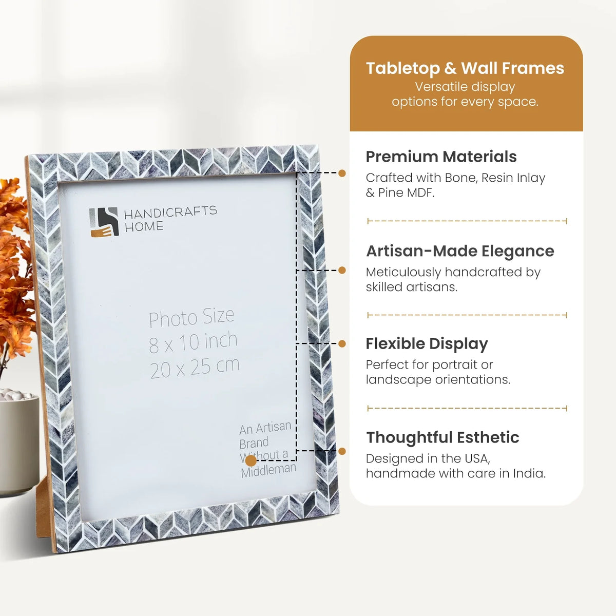 Grey Bone Inlay Picture Frame Arctic Smoke Col. 4x6 5x7 8x10