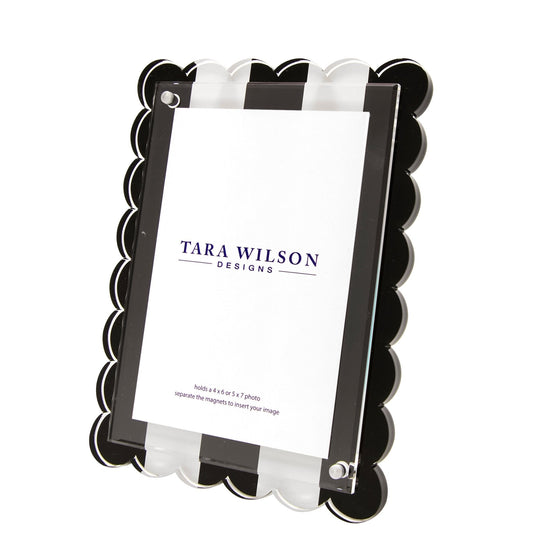 Black & White Stripe Acrylic Scallop Frame