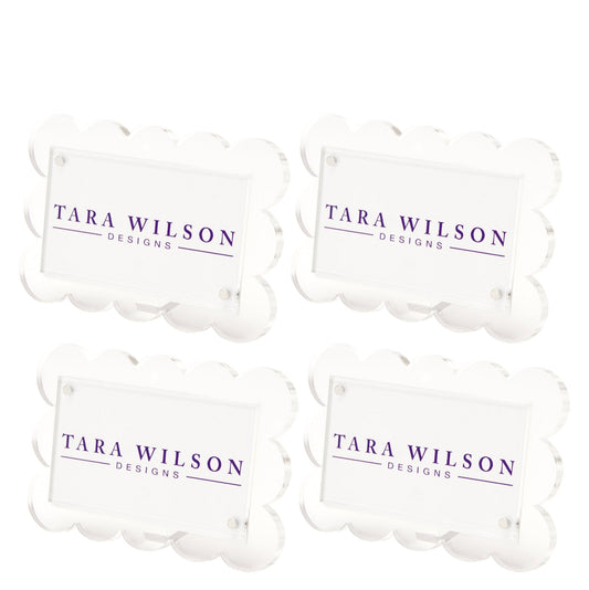 Clear Acrylic Scallop Place Card Holder (Set of 4)