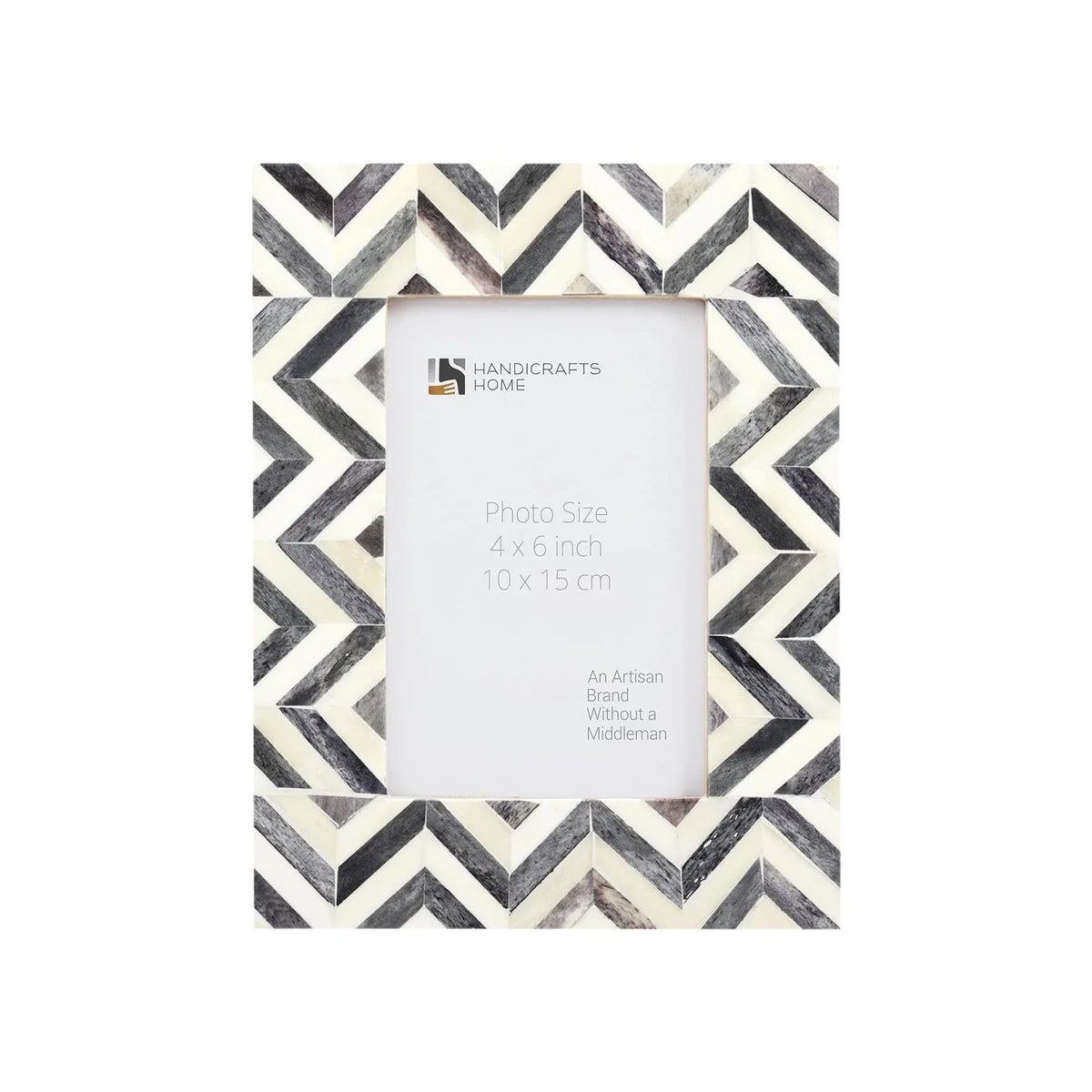 Picture Frame Zigzag Herringbone Collection Bone Inlay Grey – 4x6"