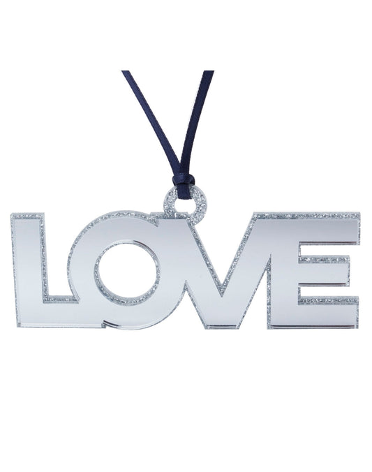 Silver Mirrored Love Acrylic Ornament