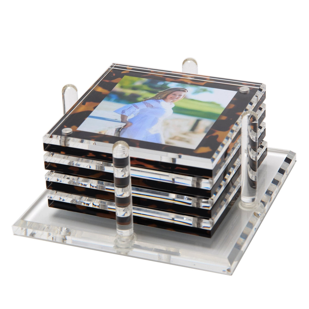 Tortoise Acrylic Photo Drink Coasters