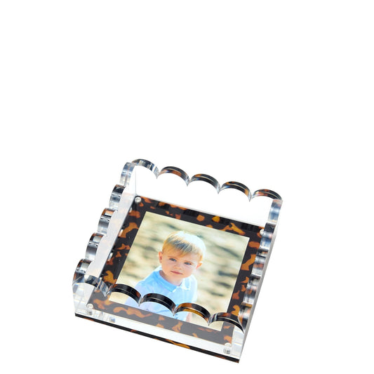 Tortoise Acrylic Small Scallop Photo Tray
