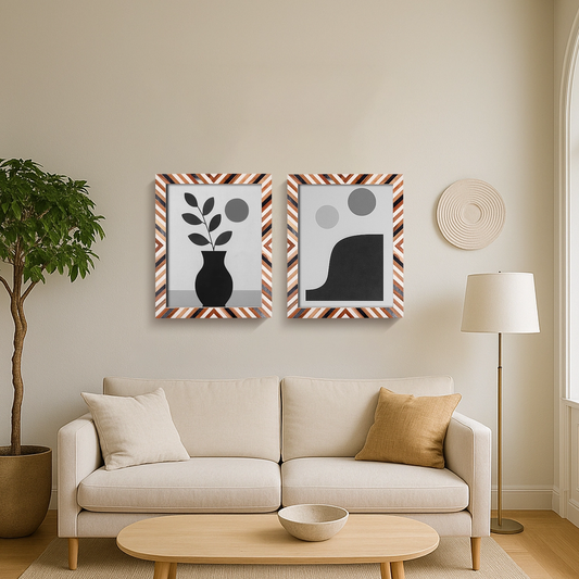 Picture Frames Marquet Cosmo Pattern Resin Inlay Collection in 8 Sizes, Pack of 2